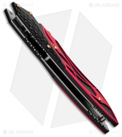 Dew Hara Custom Ichi Liner Lock Knife Black/Red (3.5" Mirror) Japan