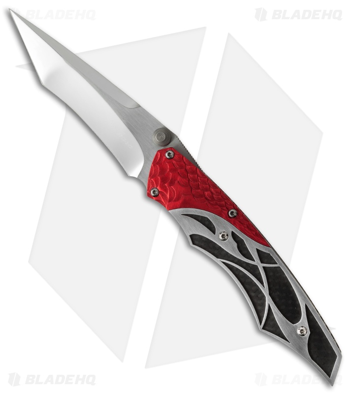 Dew Hara Custom Ni Liner Lock Knife Black/Red/Silver (3.75" Mirror) Japan
