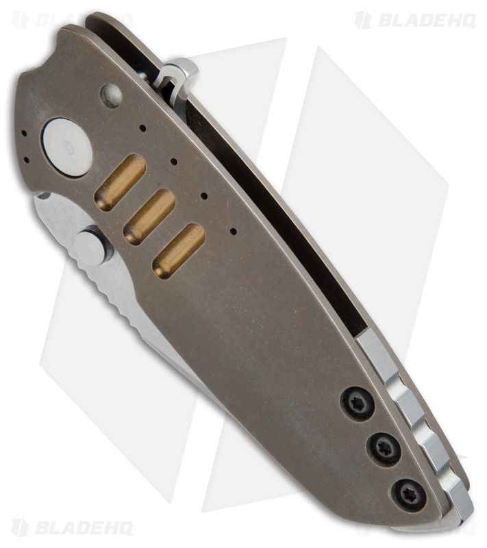 DireWare Custom H90 Flipper Knife Bronzed Ti (3" Satin) Blade HQ