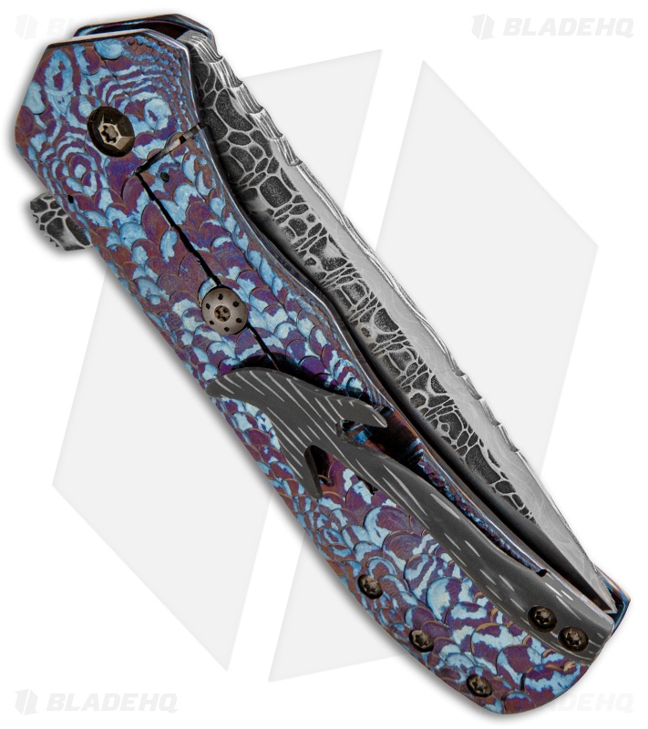 Doc Shiffer Custom Recon Flipper Knife Timascus (3.5" Damascus)