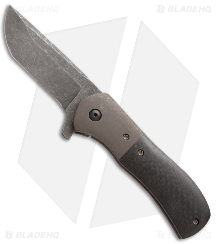 Doc Shiffer Custom Mini Recon Flipper Knife Carbon Fiber/Ti (3" Acid Wash)