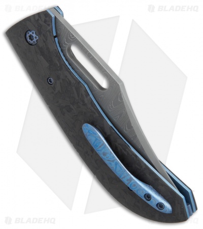 Doyle Knives Custom Corsair Liner Lock Knife Carbon Fiber (3.875" Damascus)
