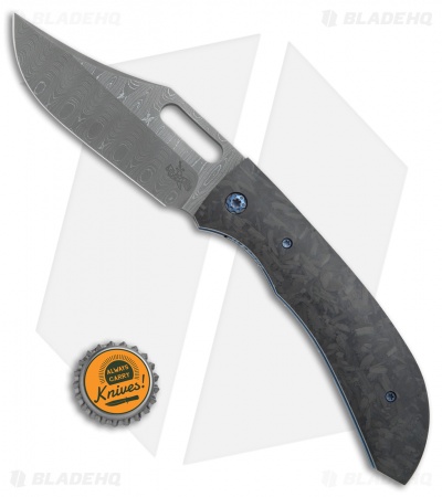 Doyle Knives Custom Corsair Liner Lock Knife Carbon Fiber (3.875" Damascus)