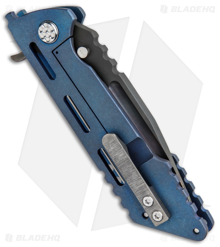 DSK Tactical Kickstand Frame Lock Knife Window Blue Ti (4.5" Tanto) 