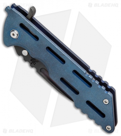 DSK Tactical Kickstand Frame Lock Knife Window Blue Ti (4.5" Tanto) 