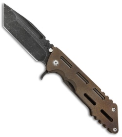 DSK Tactical Kickstand Frame Lock Knife Window Bronze Ti (4.5" Tanto) 