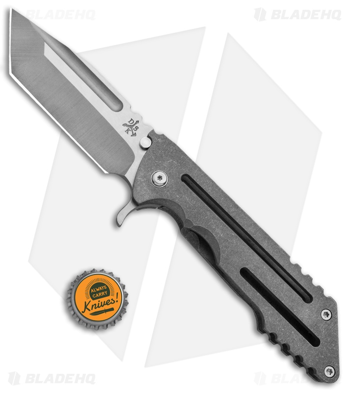 DSK Tactical Kickstand Frame Lock Knife Window Gray Ti (4.5" Tanto) 
