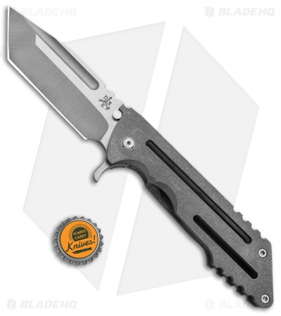 DSK Tactical Kickstand Frame Lock Knife Window Gray Ti (4.5" Tanto) 