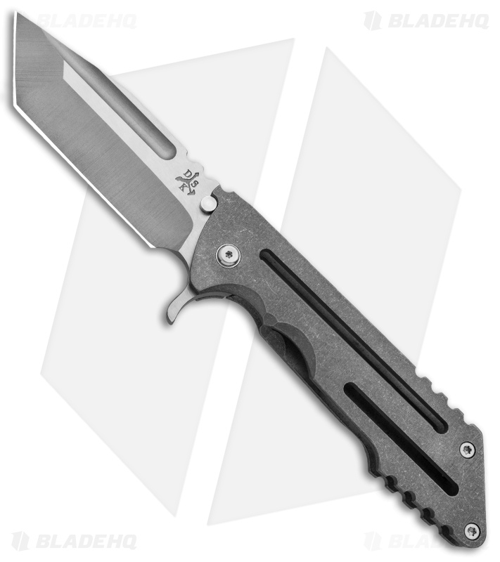 DSK Tactical Kickstand Frame Lock Knife Window Gray Ti (4.5" Tanto) 