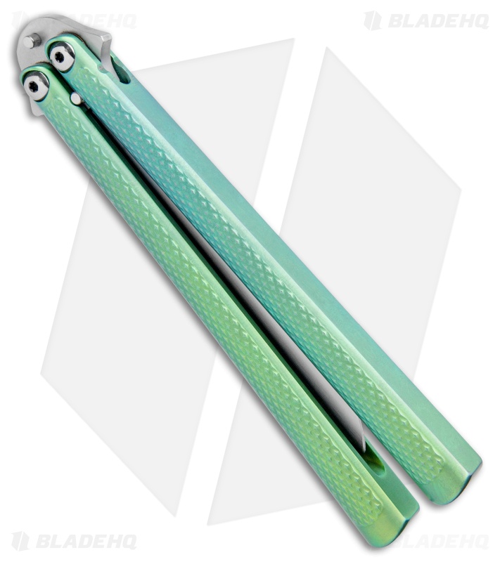 Eldon Talley Custom Talisong Flipper Balisong Knife Green (4.25" Scimitar)