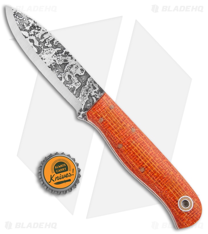 Fiddleback Forge Arete Fixed Blade Knife Orange Burlatex (3.875" Satin)