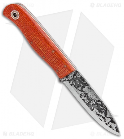 Fiddleback Forge Arete Fixed Blade Knife Orange Burlatex (3.875" Satin)