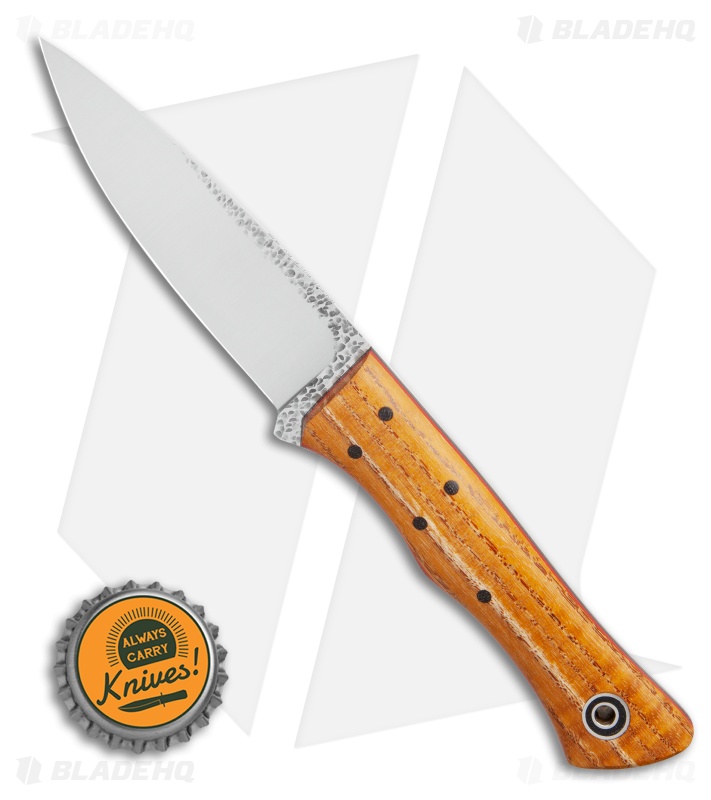 Fiddleback Forge Barracuda Fixed Blade Knife Dyed Curly Oak Wood (4.1" Satin)