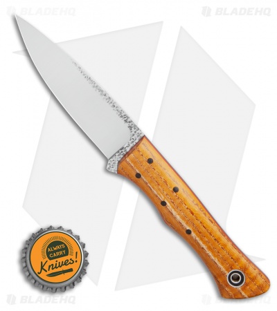 Fiddleback Forge Barracuda Fixed Blade Knife Dyed Curly Oak Wood (4.1" Satin)