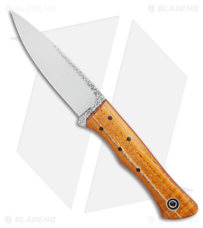 Fiddleback Forge Barracuda Fixed Blade Knife Dyed Curly Oak Wood (4.1" Satin)