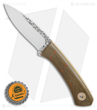 Fiddleback Forge Bushboot Fixed Blade Knife OD Green Micarta/Yellow (3.3" Satin)