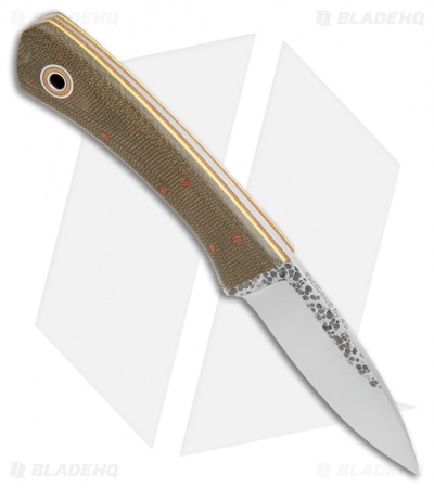 Fiddleback Forge Bushboot Fixed Blade Knife OD Green Micarta/Yellow (3.3" Satin)