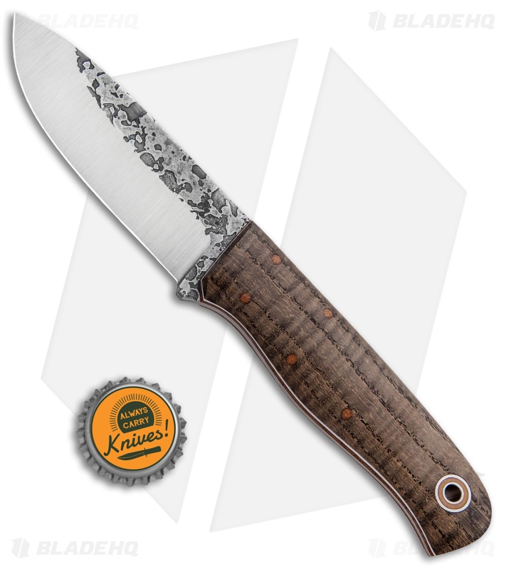 Fiddleback Forge Bushcrafter Fixed Blade Knife Curly Ash (3.88" Satin)
