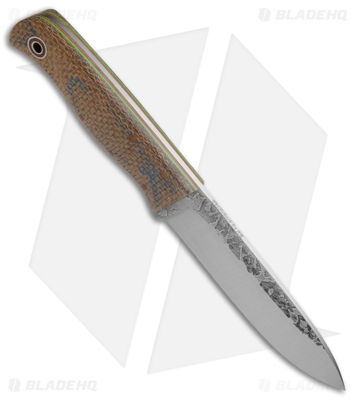 Fiddleback Forge Bushcrafter Sr. Fixed Blade Knife Coffee Burlap (4.875" Satin)