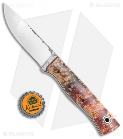 Fiddleback Forge Recluse Fixed Blade Knife Dyed Box Elder Burl (4" Satin)