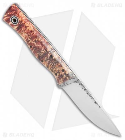 Fiddleback Forge Recluse Fixed Blade Knife Dyed Box Elder Burl (4" Satin)