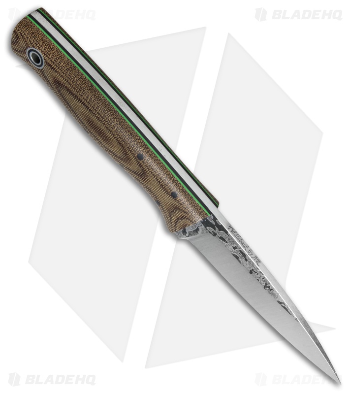 Fiddleback Forge Bear Paw Fixed Blade Knife Brown Canvas (4.25" Satin)