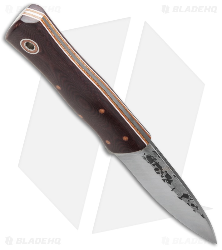 Fiddleback Forge Monarch Knife Maroon Linen Micarta (3.625" Satin)