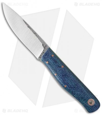 Fiddleback Forge Terrasaur Knife Navy Burlap Micarta (4.25" Satin)