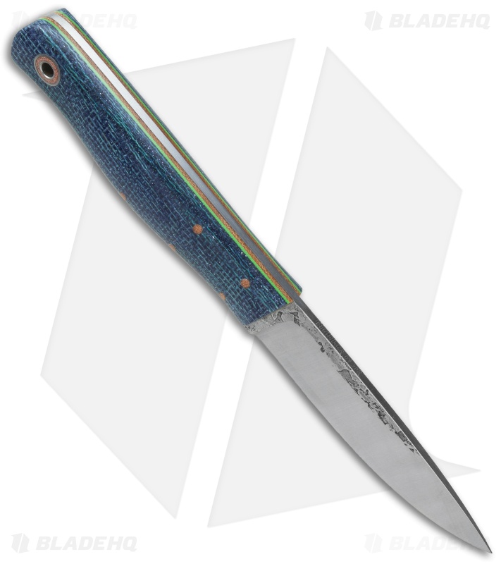 Fiddleback Forge Terrasaur Knife Navy Burlap Micarta (4.25" Satin)