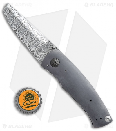 George Muller LL-H Framelock Knife Ano Titanium (2.875" Hakkapella Damasteel)