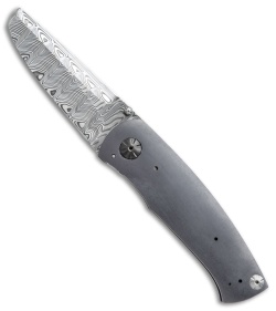 George Muller LL-H Framelock Knife Ano Titanium (2.875" Hakkapella Damasteel)