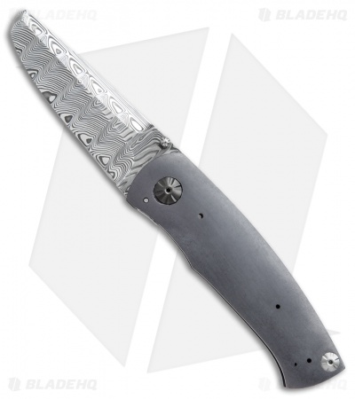 George Muller LL-H Framelock Knife Ano Titanium (2.875" Hakkapella Damasteel)