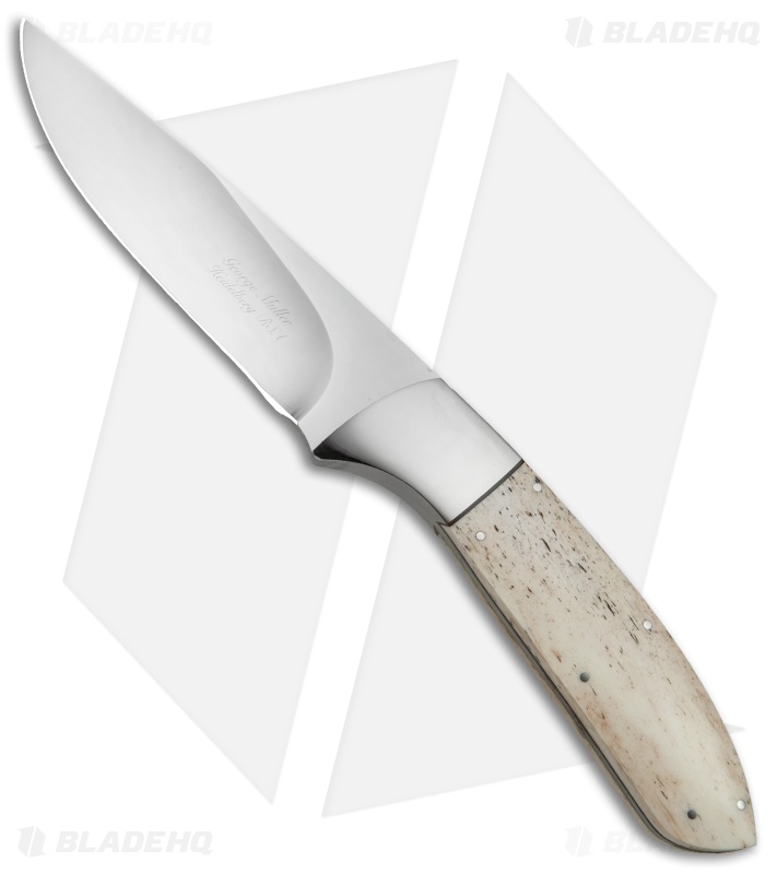 George Muller Large Fixed Blade Knife Giraffe Bone (4" Mirror)