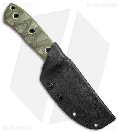 GTI Custom Drop Point Fixed Blade Knife Green Micarta (4.1" Tiger Stripe)