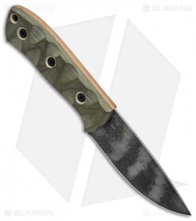 GTI Custom Drop Point Fixed Blade Knife Green Micarta (4.1" Tiger Stripe)