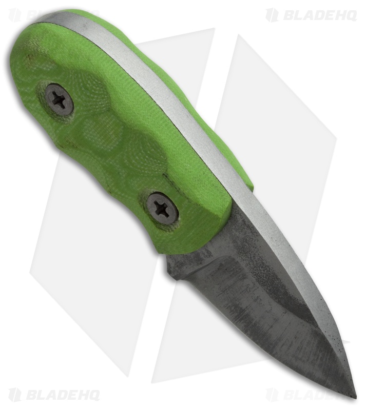GTI Custom Drop Point Fixed Blade Neck Knife Green G-10 (1.75" Bead Blast)