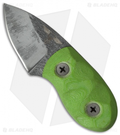 GTI Custom Drop Point Fixed Blade Neck Knife Green G-10 (1.75" Bead Blast)