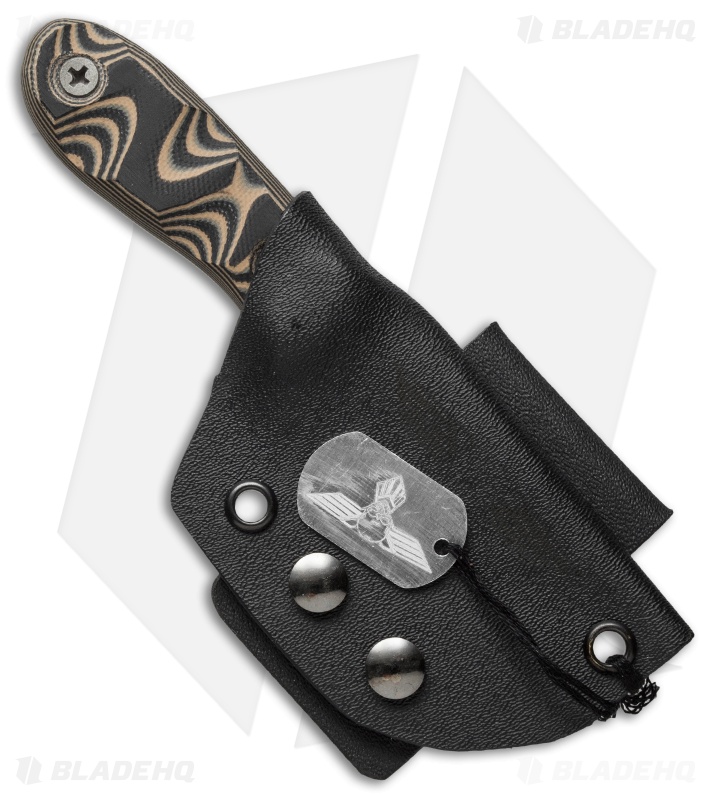 GTI Custom Drop Point Fixed Blade Knife Black/Brown G-10 (2.5" Bead Blast)