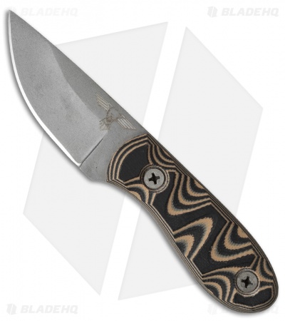 GTI Custom Drop Point Fixed Blade Knife Black/Brown G-10 (2.5" Bead Blast)