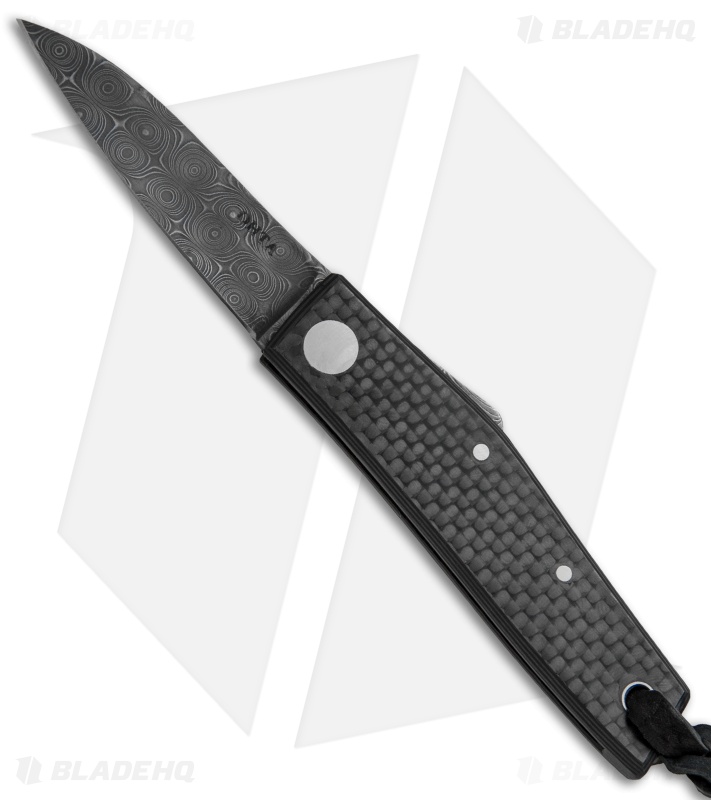 Hiroaki Ohta Knives OFF-S SDS Friction Folder Carbon Fiber (2.375" Damascus)