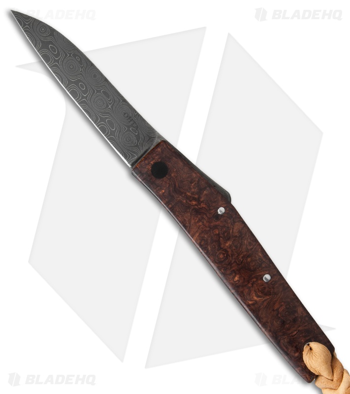 Hiroaki Ohta Knives OFF-L Friction Folder Knife Rosewood Burl (3" Damascus)