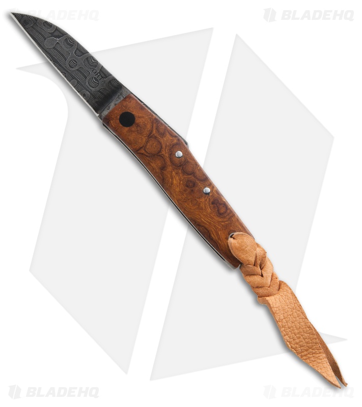 Hiroaki Ohta Knives OFF-SS Friction Folder Neck Knife Ironwood (2.25" Damascus)