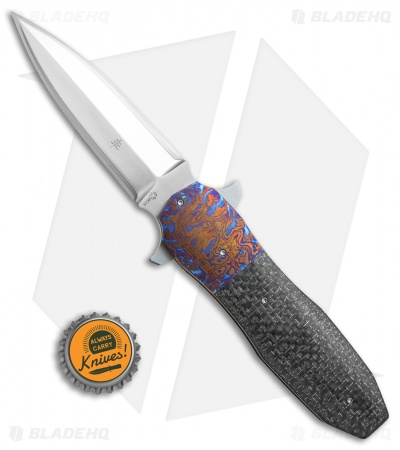 Jason Clark Custom Dagger Frame Lock Knife Timascus/LSCF (3.75" Takefu San Mai)