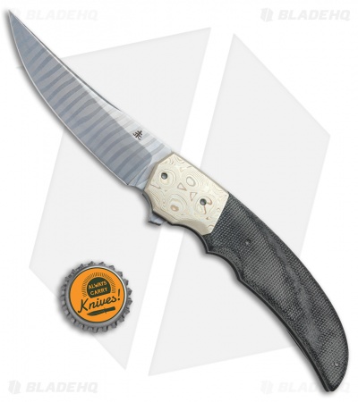 Jason Clark Custom Persian Flipper Knife Micarta/Mokume (3.75" Glock Dammy)