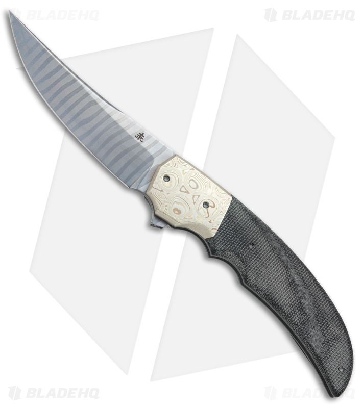 Jason Clark Custom Persian Flipper Knife Micarta/Mokume (3.75" Glock Dammy)