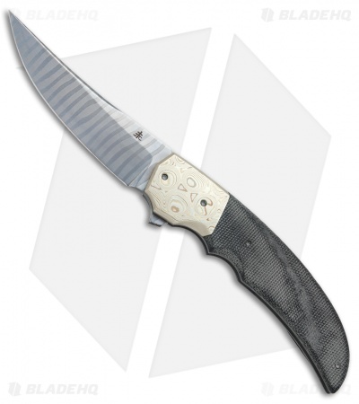 Jason Clark Custom Persian Flipper Knife Micarta/Mokume (3.75" Glock Dammy)
