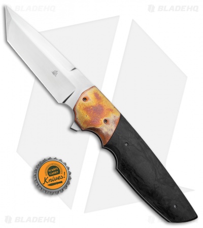 Jason Clark Custom Snap-Back Tanto Flipper Knife Copper/CF  (3.625" Satin)