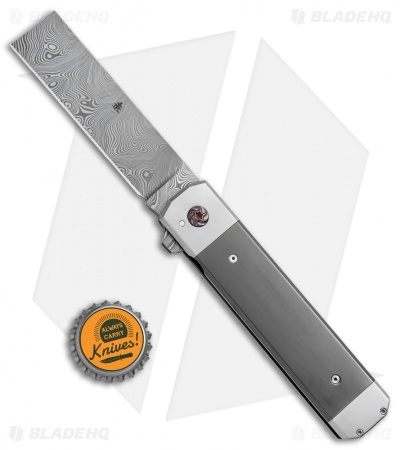 Jason Clark Custom Straight Razor Flipper Knife Zirc/Ti (3.4" Damasteel)