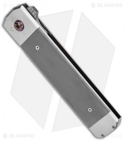Jason Clark Custom Straight Razor Flipper Knife Zirc/Ti (3.4" Damasteel)