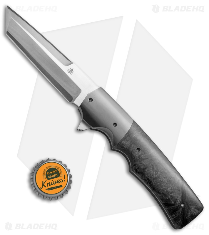 Jason Clark Custom Tanto Flipper Knife Zirconium/Marble CF (3.625